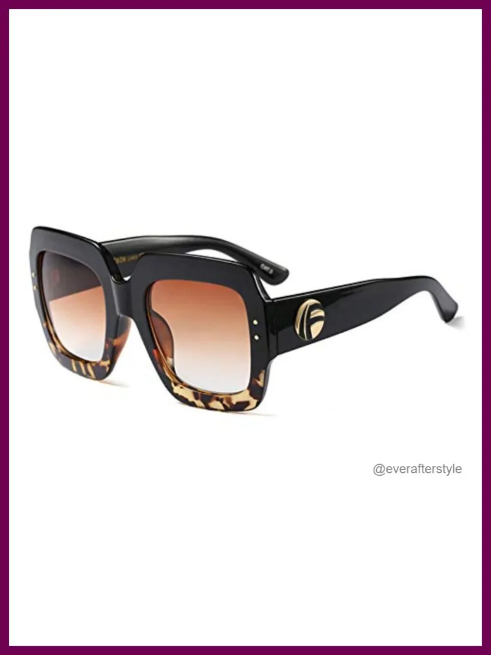 Retro Square Sunglasses Oversized Women Vintage Trendy Plastic Frame UV
